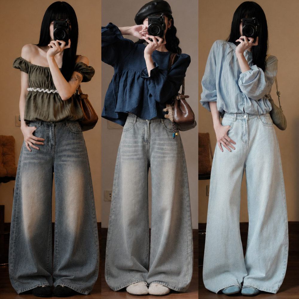 Quần Jean Nữ Ống Rộng Suông Basic MIAA Ống  30-33cm Dễ Mix Đồ Năng Động, quần bò ống suông màu RETRO_VER3