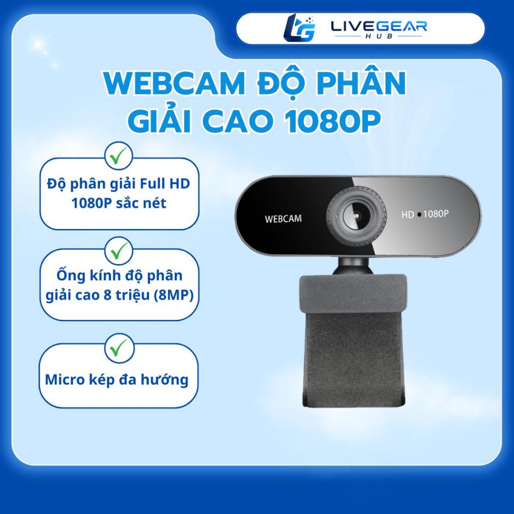 Webcam camera máy tính có mic 4K/1080P LIVEGEAR Camera Laptop PC Học Online, Livestream, Họp Trực Tu