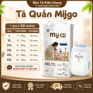 Bỉm Tã Quần Mijuku Mijgo Đủ Size, Bịch 50 Miếng, Thấm Hút Khô Thoáng