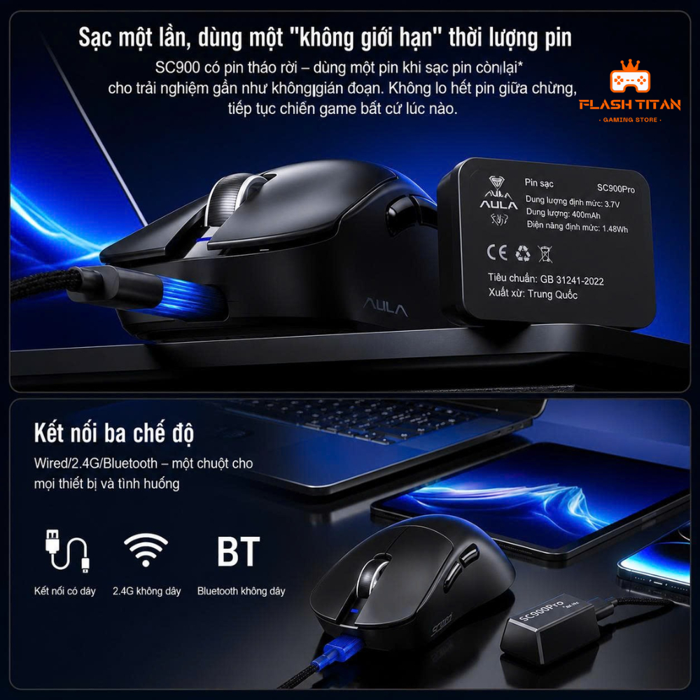 Chuột Gaming Không Dây AULA SC900 MAX Trang Bị Chip PAW3950, Polling Rate 8k Dùng cho PC,laptop Chơi Game FPS,Văn Phòng | BigBuy360 - bigbuy360.vn