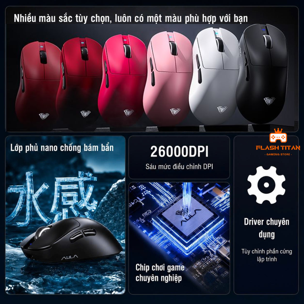 Chuột Gaming Không Dây AULA SC900 MAX Trang Bị Chip PAW3950, Polling Rate 8k Dùng cho PC,laptop Chơi Game FPS,Văn Phòng | BigBuy360 - bigbuy360.vn
