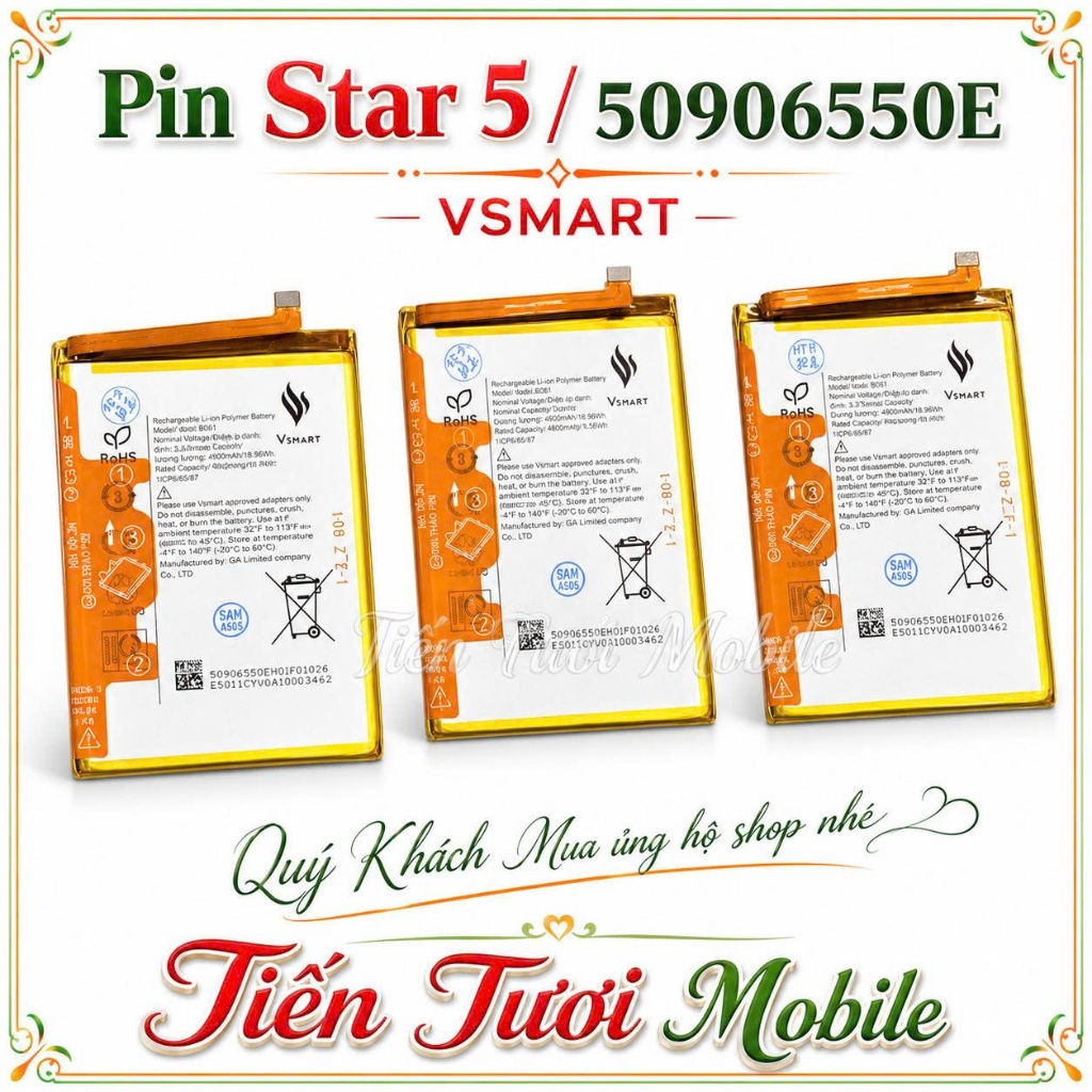 Pin vsmart Star 5,50906550E ,mới