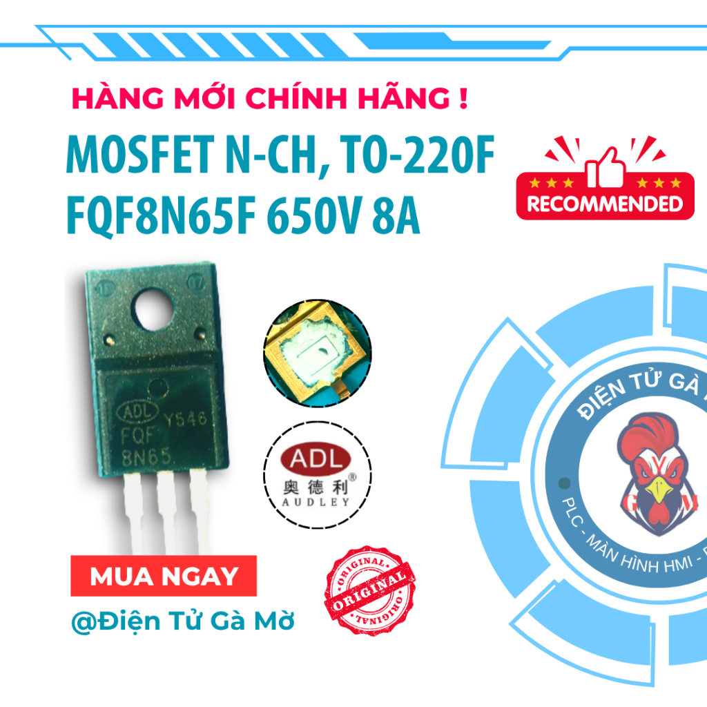 [1 CON] Mosfet Kênh N N-Channel,FQF8N65F CS8N65F 8N65, Hàng Mới Chính Hãng