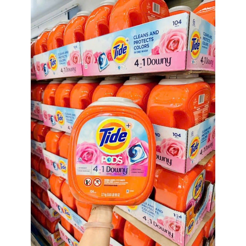 VIÊN GIẶT CỦA MỸ TIDE PODS 4IN1 DOWNY APRIL FRESH 104 VIÊN -USA