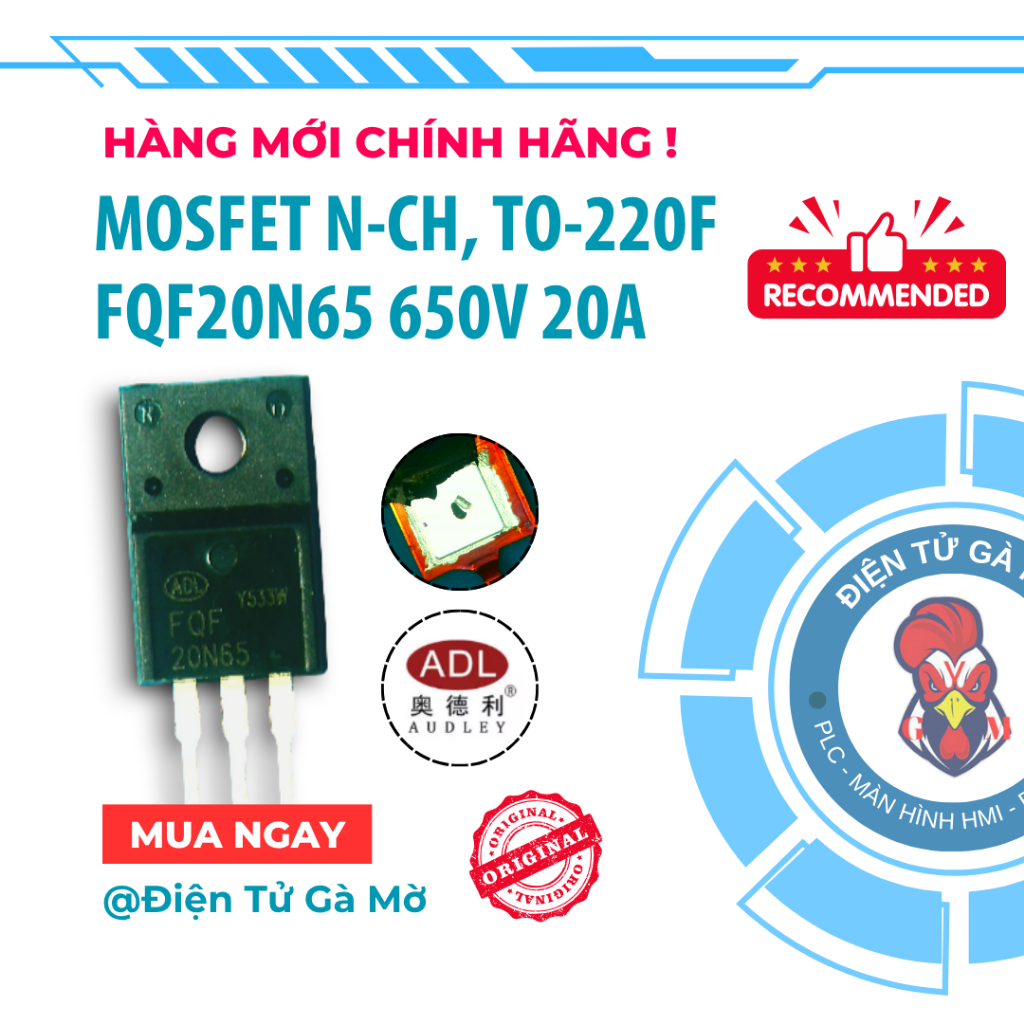 [1 CON] Mosfet Kênh N N-Channel, FQF20N65 CS20N65F 20N65 650V 20A TO-220F, Hàng Chính Hãng