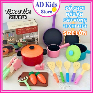 Bộ đồ chơi nấu ăn cầu vồng SIZE TO nhiều chi tiết cho bé, bộ đồ chơi nhà bếp cao cấp cho bé trai bé gái - AD KIDS STORE