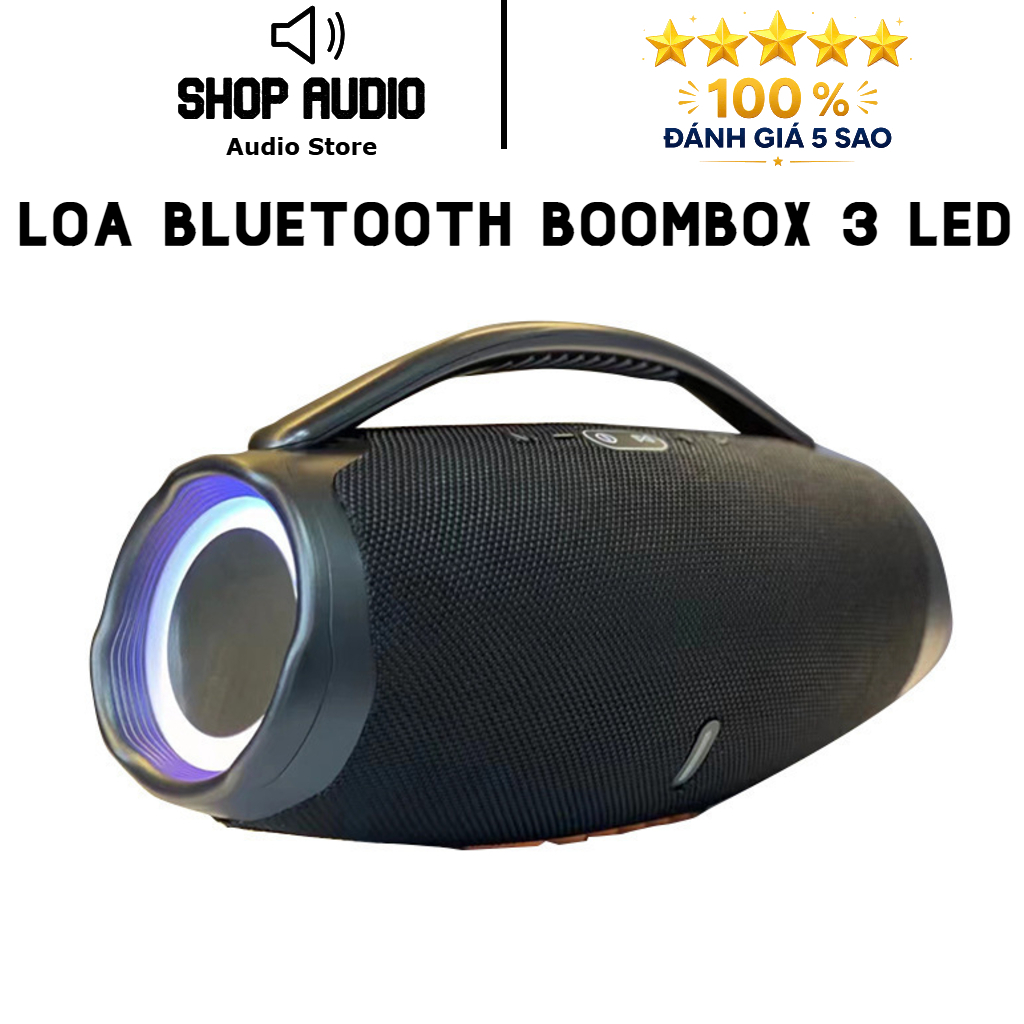 Loa Bluetooth BOOMBOX 3 LED, Âm Thanh Siêu Bass Cực Mạnh, Công Suất 40W. Loa Boombox 3 LED Bảo Hành 