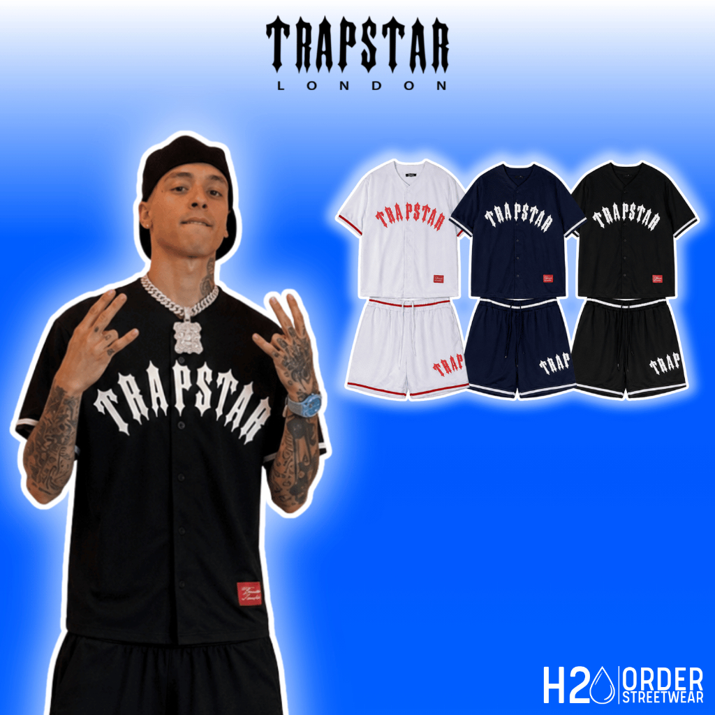 (Best Quality) Set Cộc Tay TRAPSTAR Drip Vải Lưới 2 Lớp, Bộ Quần Cộc Áo Cộc Thêu Form Ôm UK – TRA11