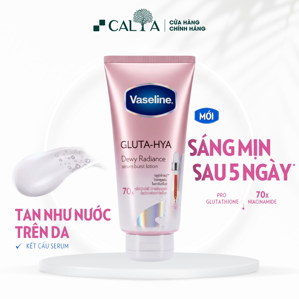 Serum Dưỡng Thể Vaseline Hồng Sáng Da Chuyên Sâu Ban Đêm Vaseline 10x Gluta-Hya DEWY RADIANCE 330ml