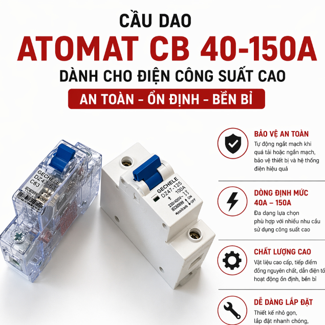 Cầu dao Atomat CB 40-150a dành cho điện công suất cao