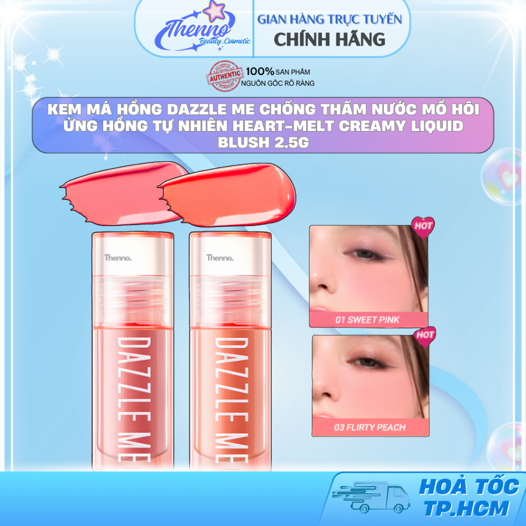 Kem Má Hồng Dazzle Me Chống Thấm Nước Mồ Hôi Ửng Hồng Tự Nhiên Heart-Melt Creamy Liquid Blush 2.5g