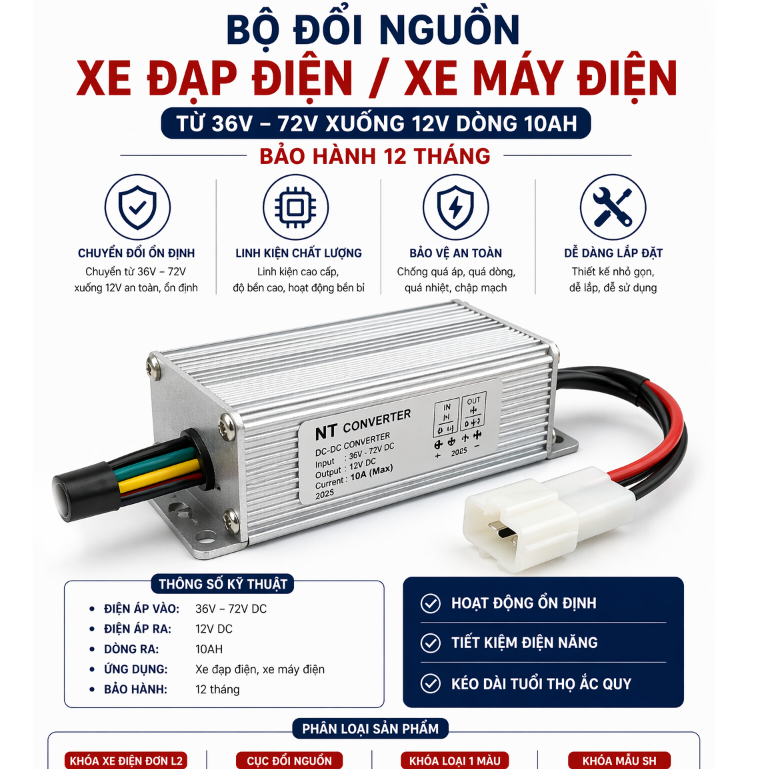 Đổi nguồn ĐỘ xe diện 20A 48-120v