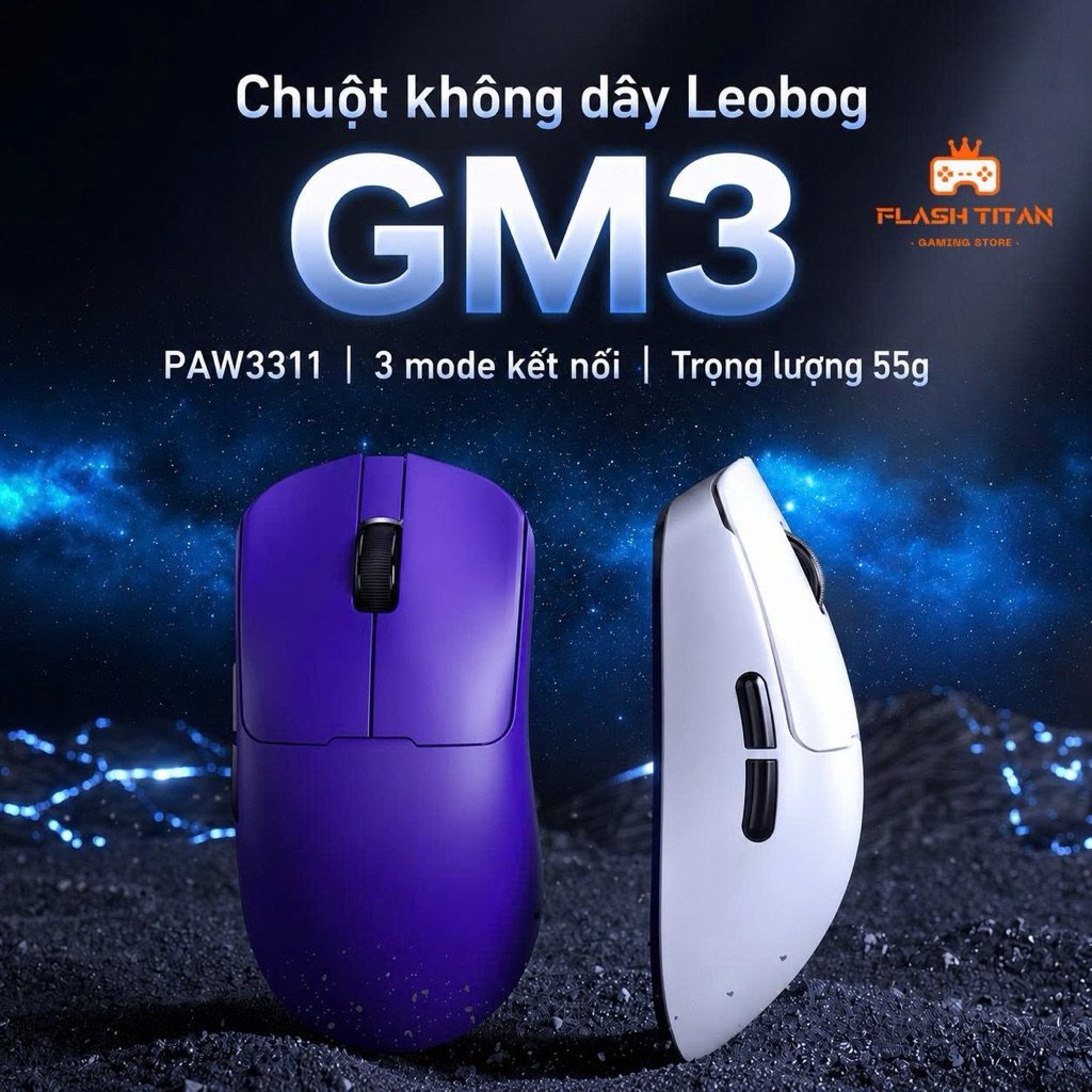 Chuột không dây Leobog GM3 - GM3 SE, Tặng Kèm Đốc Sạc - Chuột gaming giá rẻ dùng cho PC, laptop