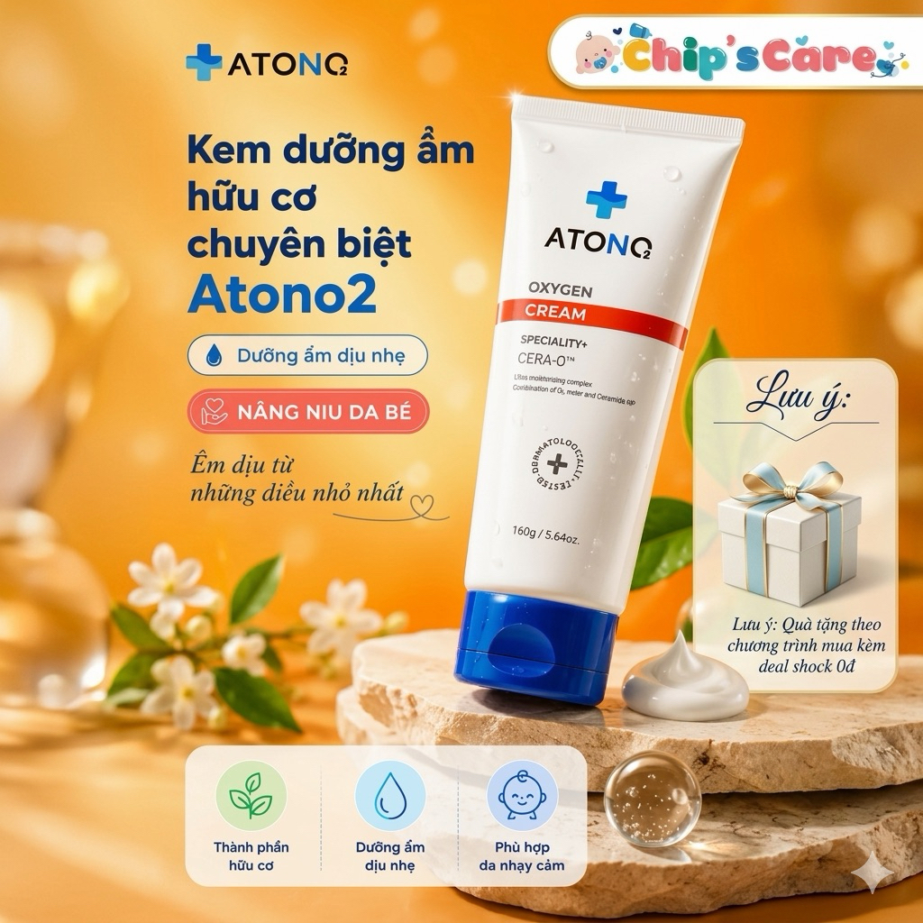 Kem Dưỡng Ẩm Hữu Cơ Chuyên Biệt Atono2 Oxygen Cream cho bé