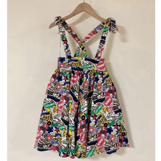 4️⃣4️⃣9️⃣ [used Nhật] Yếm Liz Lisa Doll, cotton 95, Dáng Xòe Họa Tiết Pop Art Độc Lạ Chuẩn Style Har