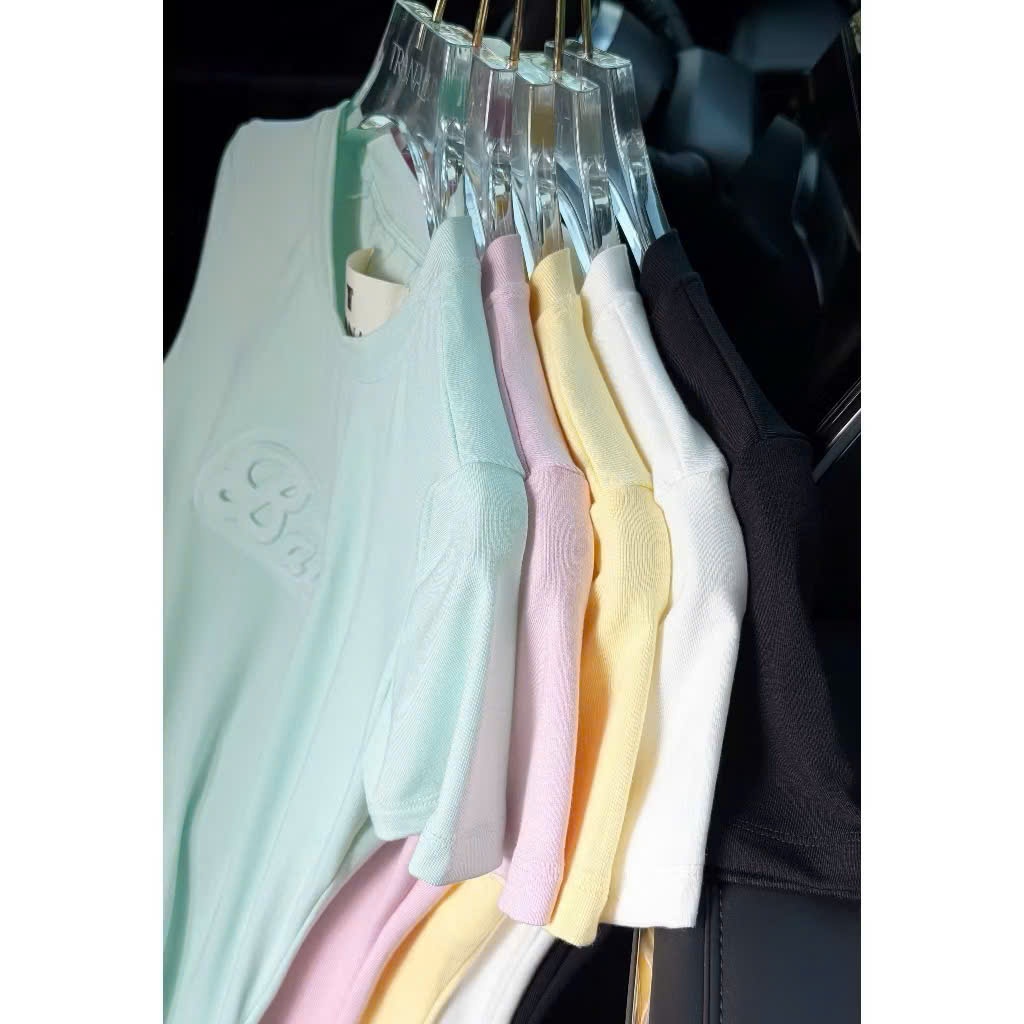 Áo thun babytee ôm body dáng trơn in chữ dập nổi Phoenix Store