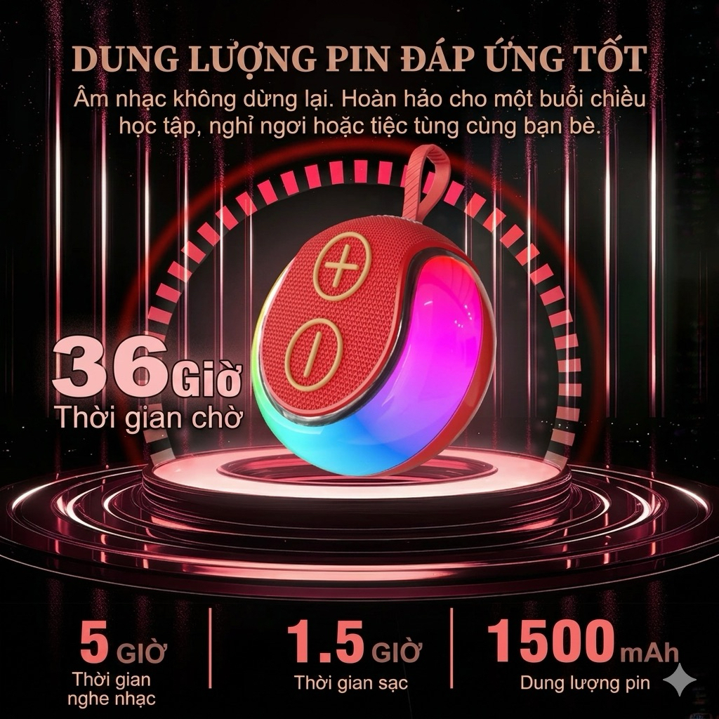 Loa Bluetooth 5.2 GengXin GX-B03 Mini Di Động Có Đèn LED Đổi Màu Công Suất 5W Pin Trâu 36H Siêu Nhẹ 