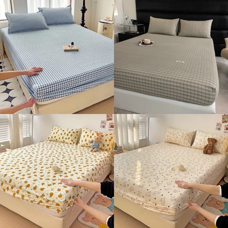 Bộ Ga Gối 3 món gồm 1 Ga + 2 Vỏ Gối Đầu Cotton Đũi Đậu Nành siêu mềm mại, thoáng mát hàng chuẩn loại