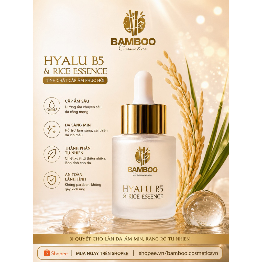 🌟Mẫu mới🌟serum hyalu b5 &rice essence bamboo- cấp ẩm, phục hồi da