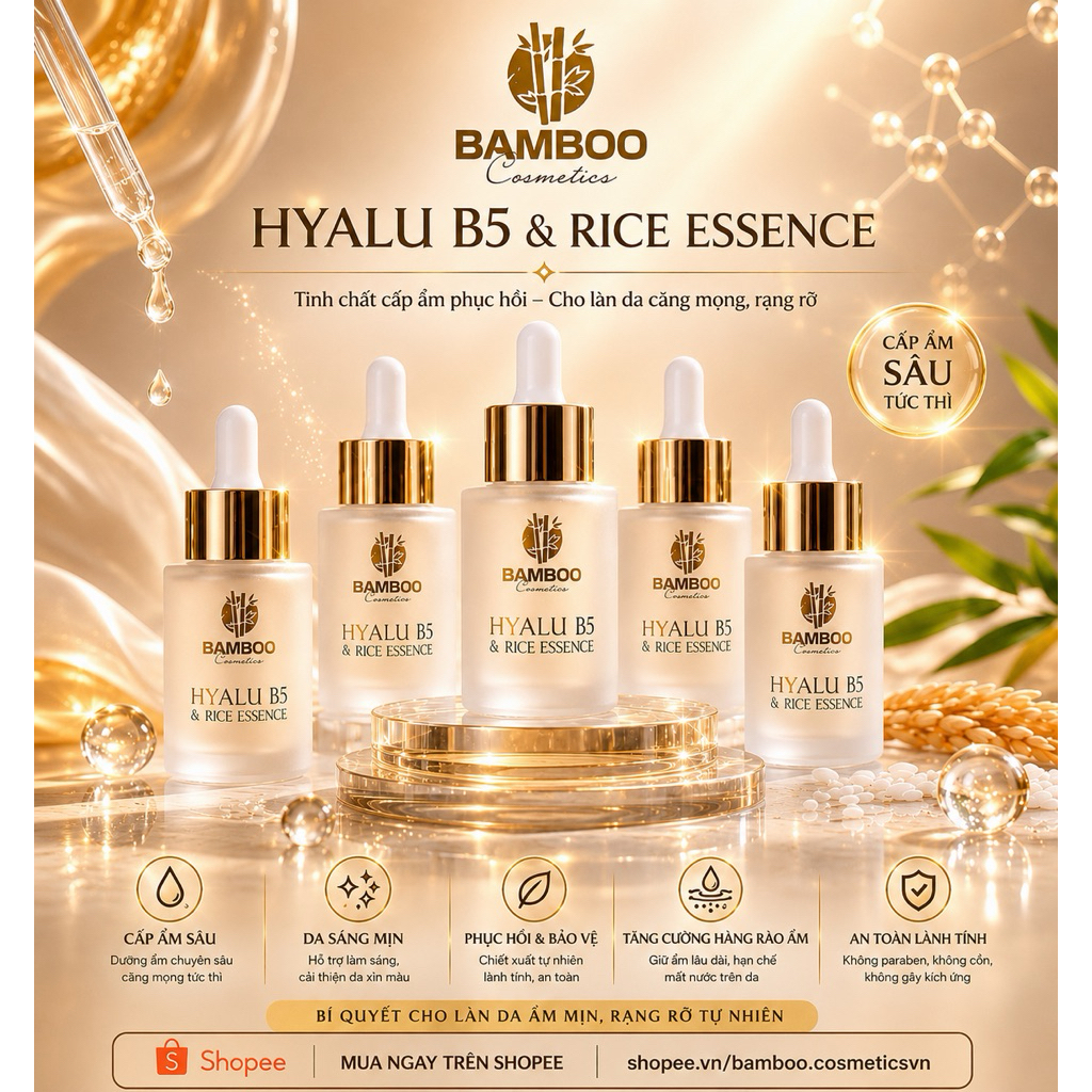 🌟Combo sỉ🌟5 chai Serum Hyalu b5 & Rice Essence bamboo