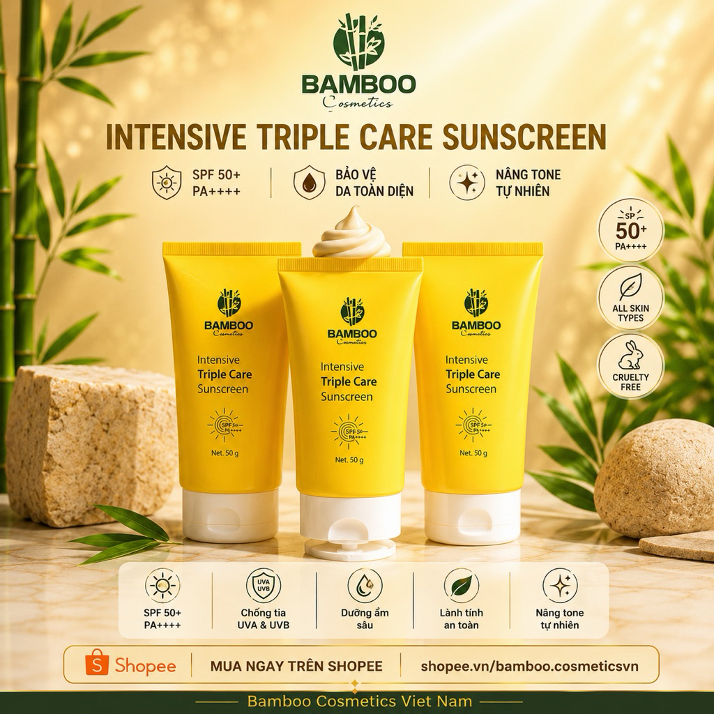 🌟GIÁ SỈ🌟COMBO 3 CHAI KEM CHỐNG NẮNG BAMBOO INTENSIVE TRIPLE CARE SUNSCREEN