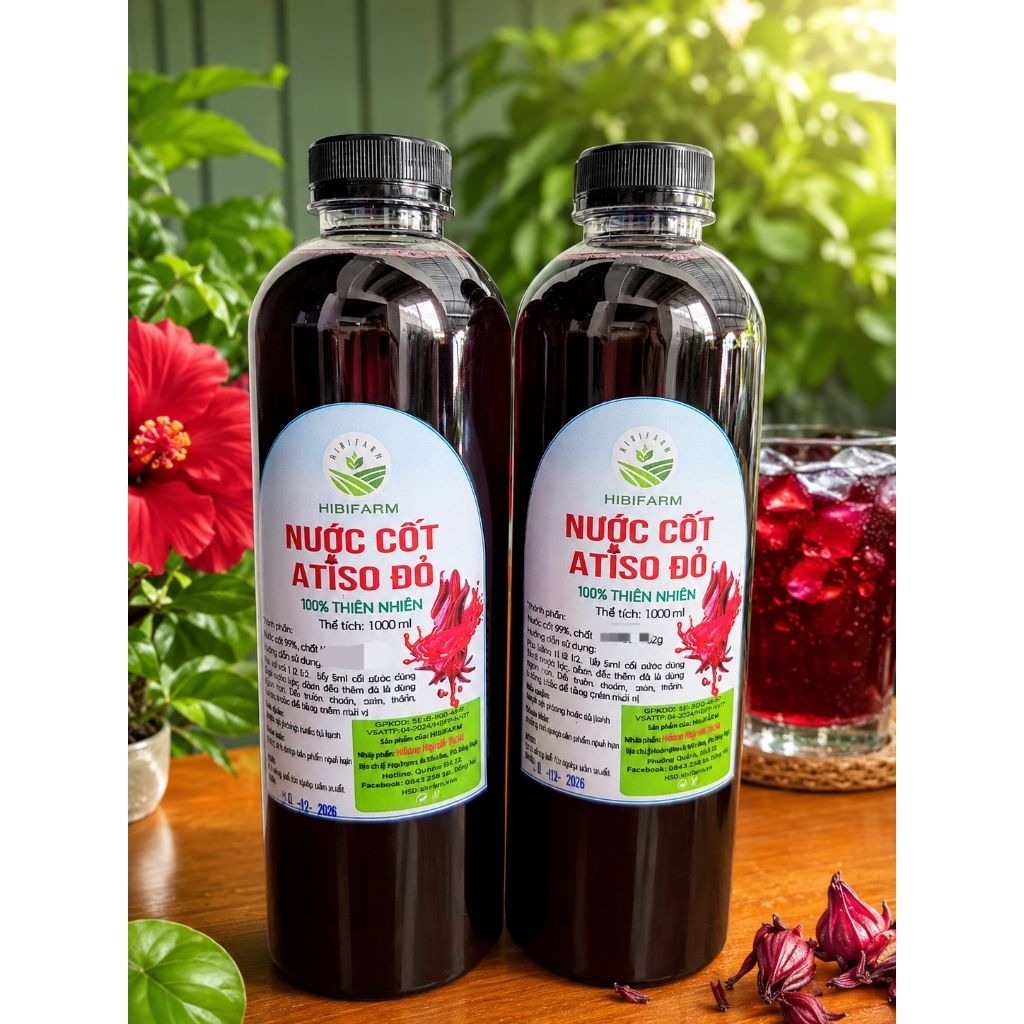 Combo 2 Siro Atiso đỏ( nước cốt Atiso đỏ ) chai 1 lít.