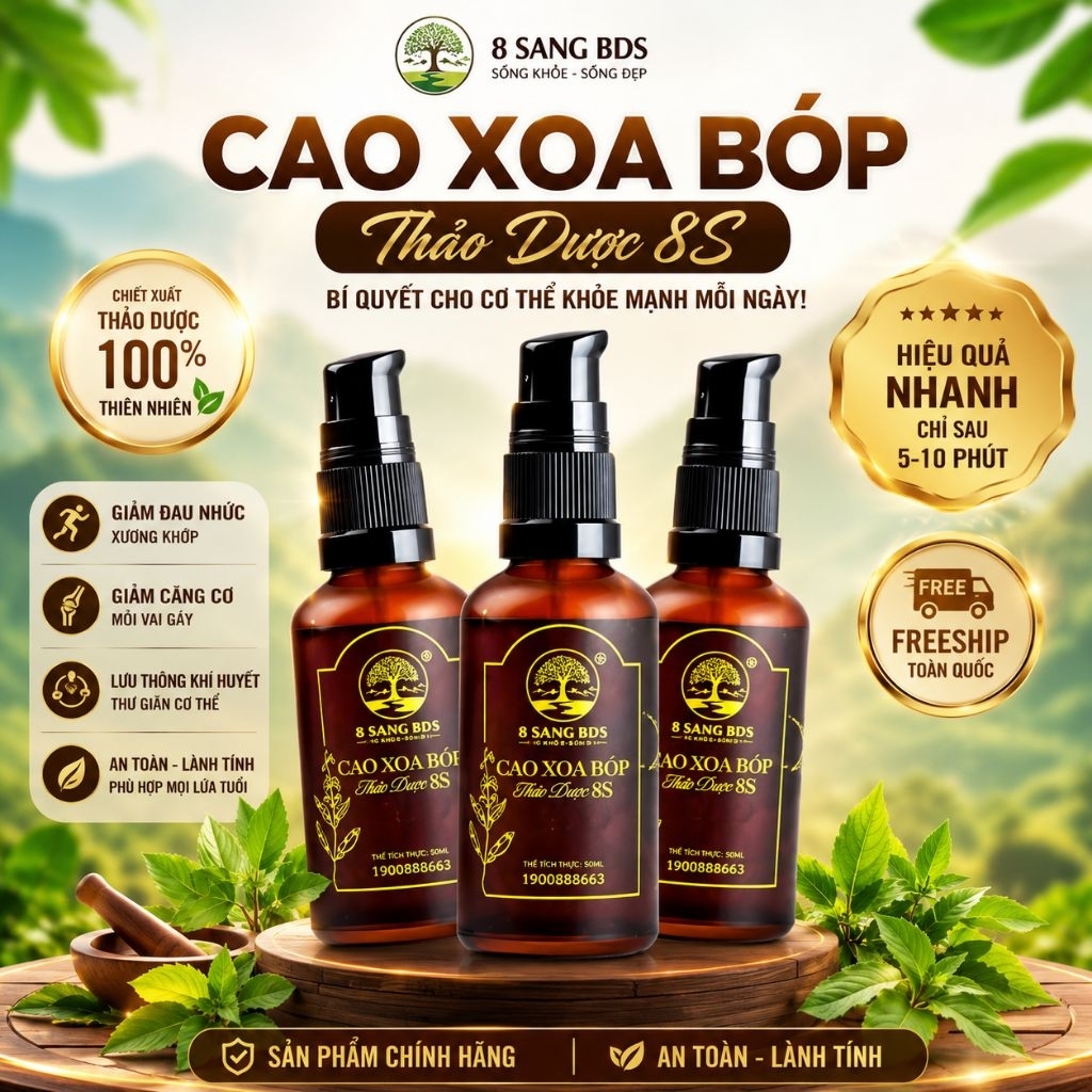 3 Chai Cao Thảo Dược Xoa Bóp 8 Sang Giảm Đau Nhức Xương Khớp 50ml