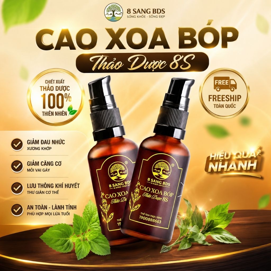 2 Chai Cao Xoa Bóp Thảo Dược 8 Sang Hỗ Trợ Giảm Đau Nhức Xương Khớp