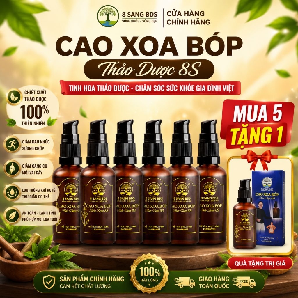 ( 5 Tặng 1 Cao Xoa Bóp Thảo Dược 8 Sang Hỗ Trợ Đau Nhức Xương Khớp 50ml