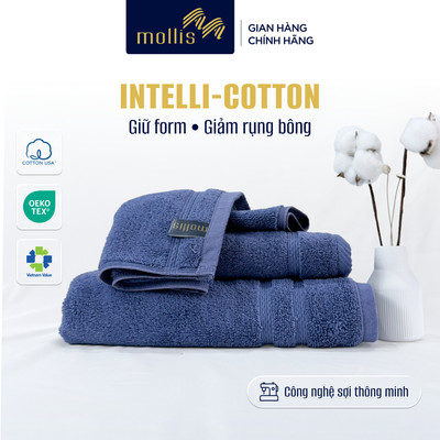 Khăn Mollis INTELLI-COTTON siêu thấm hút, mềm êm, thoáng khí, bền bỉ, khăn tắm gội lau mặt chăm da chuẩn skincare MBA