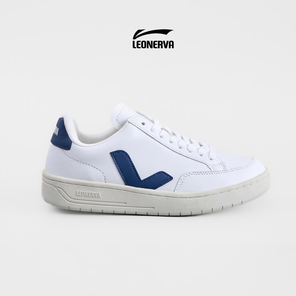 Giày Sneaker Unisex LEOnerva 38 bản Da Microfiber - Vạch Xanh Than