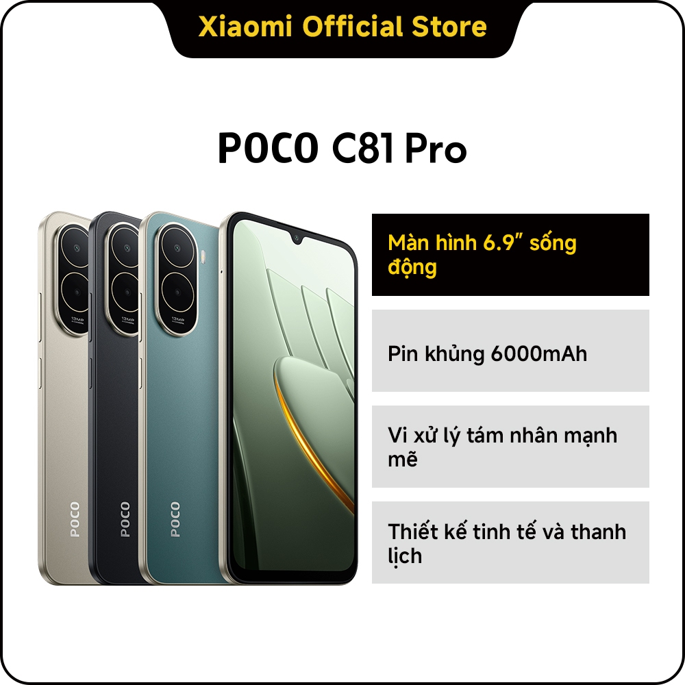 Điện thoại thông minh POCO C81 Pro (4GB+64GB| 4GB+128GB| 4GB+256GB) Pin khủng 6000 mAh | BigBuy360 - bigbuy360.vn