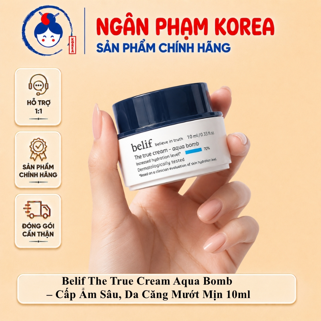 Kem Dưỡng Cấp Ấm Belif The True Cream Aqua Bomb / Moisturizing Bomb l Ngân Phạm Korea