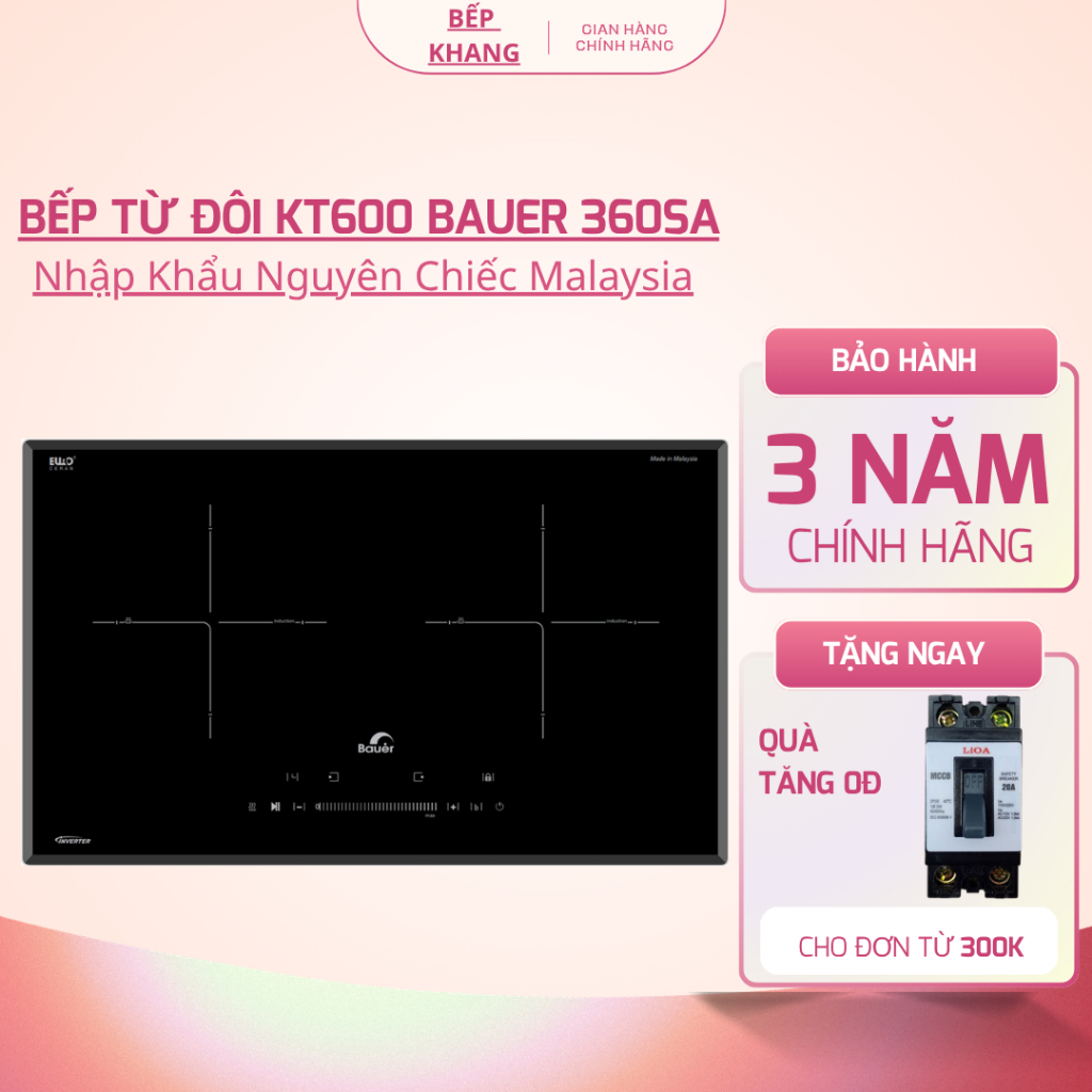 Bếp từ đôi CANZY | BAUER 360SA | Kích thước 600 | Nhập khẩu Malaysia | Bảo hành chính hãng 3 năm