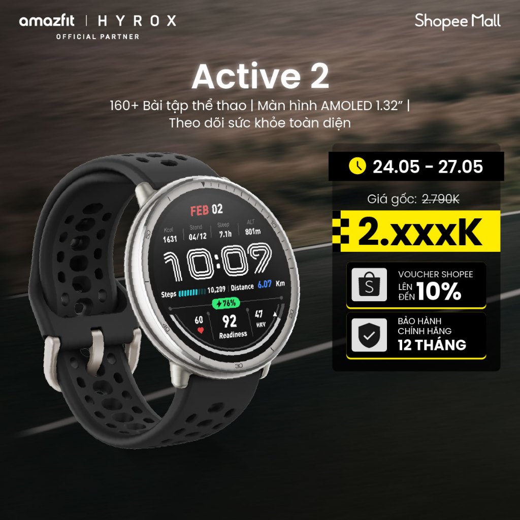 Đồng hồ thông minh Amazfit Active 2 - Hàng chính hãng - Bảo hành 12 tháng