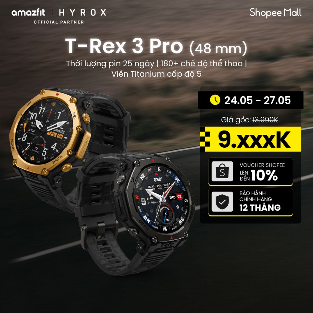 Đồng hồ thông minh Amazfit T-Rex 3 Pro | 48mm / 44mm | Viền Titanium Cấp Độ 5 | Bản Đồ Offline | GPS Chính Xác - BH 12th