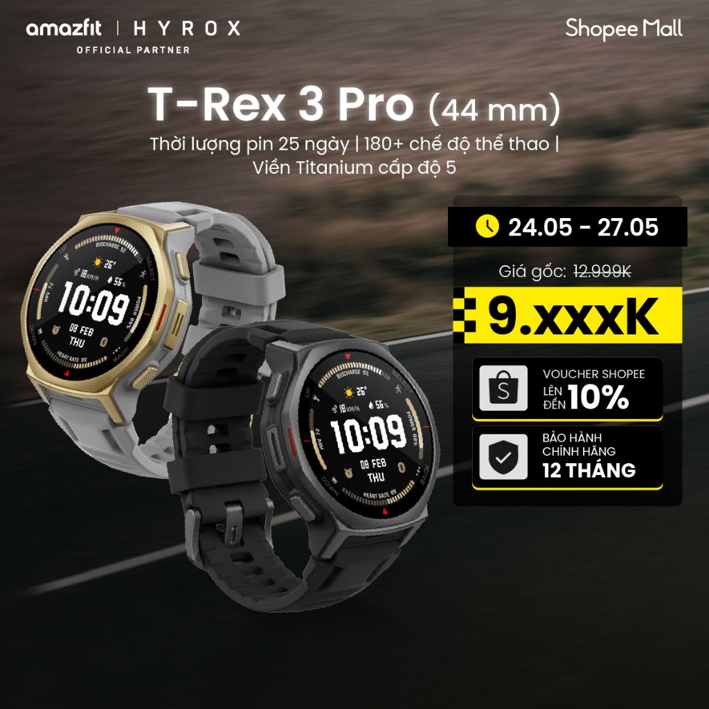 Đồng hồ thông minh Amazfit T-Rex 3 Pro | 44mm / 48mm | Viền Titanium Cấp Độ 5 | Bản Đồ Offline | GPS Chính Xác - BH 12th