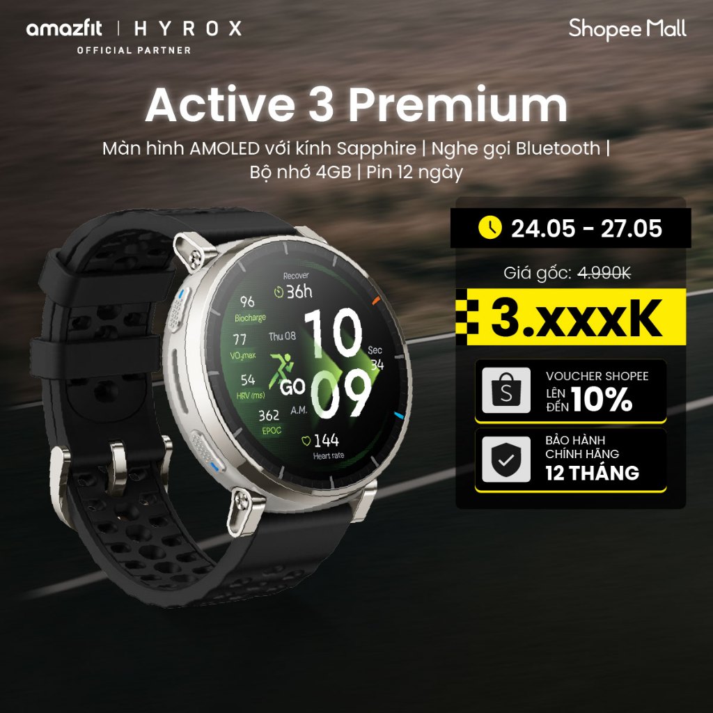 Đồng hồ thông minh Amazfit  Active 3 Premium - Hàng chính hãng - Bảo hành 12 tháng