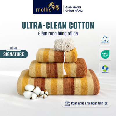 Khăn tay HMBC Mollis ULTRA-CLEAN sạch sâu êm da, công nghệ Chải Kỹ giảm rụng bông,khăn tay, gội chăm da chuẩn skincare
