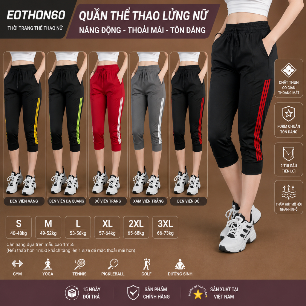 Quần jogger nữ dáng lửng phối 3 sọc , quần jogger lửng mẫu mới [hình thật shop chụp] Eothon60