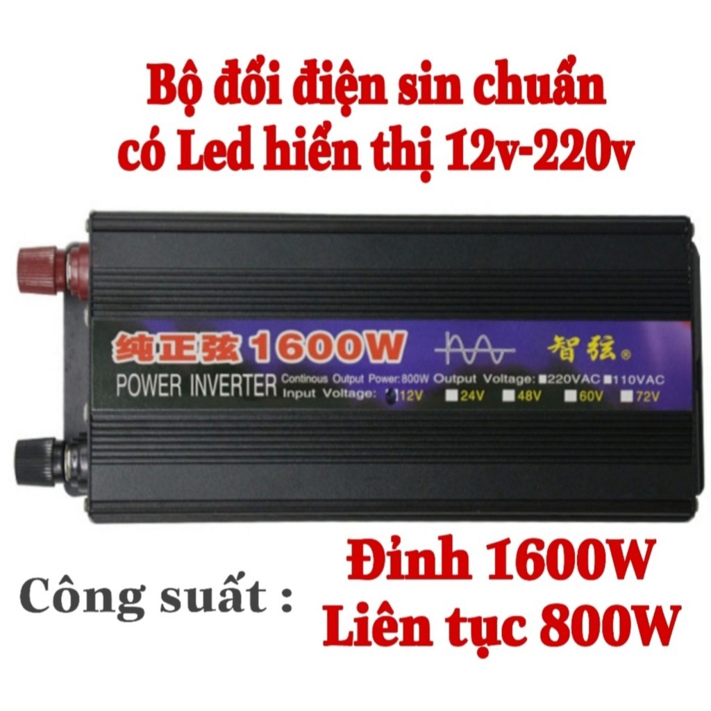Bộ đổi điện sin chuẩn 1600W 12V sang 220V - ZX 12V-1600W