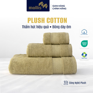 Khăn Mollis PLUSH COTTON dày mềm êm da, thấm hút, công nghệ LapYarn bền bỉ, ít rụng bông, lau mặt chuẩn skincare FM8V