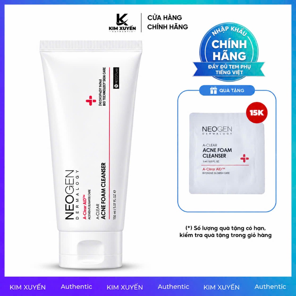 [TẶNG 1 SRM NEOGEN 1ML] Sữa rửa mặt Neogen Dermalogi A-Clear Acne 150ML