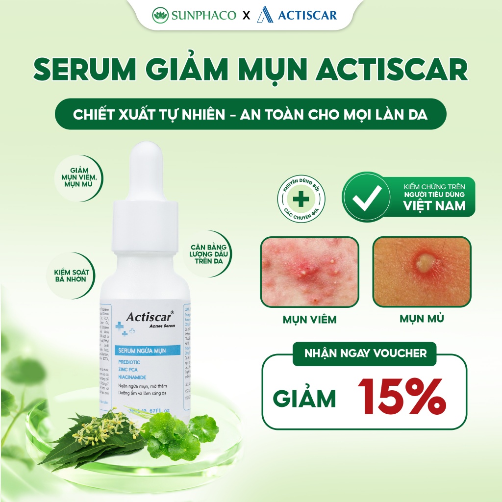 Serum Mụn ACTISCAR Acnes 20ml Hỗ Trợ Giảm Mụn Bọc Mụn Viêm, Giảm Sưng Viêm, Mờ Thâm Sẹo