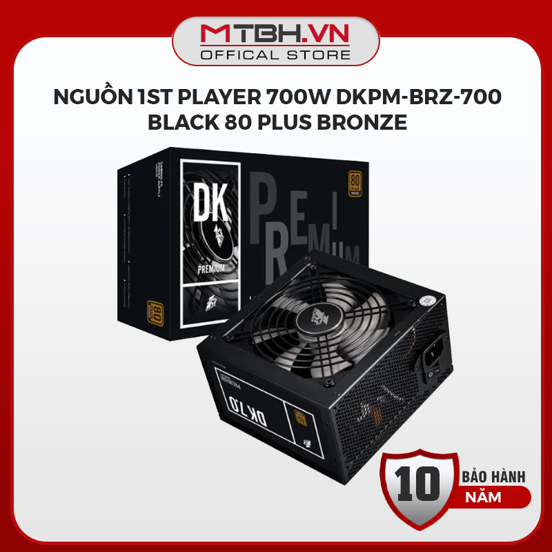 Nguồn Máy Tính 1st Player 700W DK7.0 Black - Chuẩn 80 Plus Bronze, Cáp Dẹt Đen Đi Dây Gọn Gàng