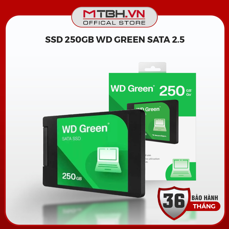 Ổ Cứng SSD WD Green 250GB SATA III 2.5 Inch - Tăng Tốc Khởi Động Cho Máy Tính Máy Bàn, Laptop Cũ