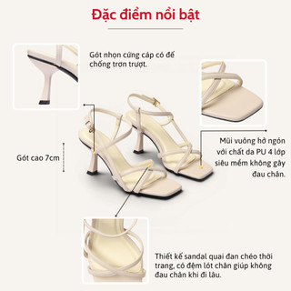 Giày Sandal Cao Gót Nữ 7cm Quai Chéo Pixie H088