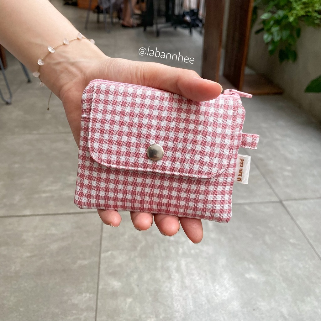 [HANDMADE] Ví vải mini, ví đựng thẻ, ví cầm tay, handmade by LÀ BẠN NHÉ, 2 ngăn, tặng kèm khoen tròn