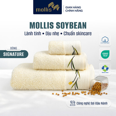 Khăn Tay HME2 Mollis SOYBEAN sợi đậu nành lành tính, mềm mịn êm ái, phù hợp da nhạy cảm, lau mặt chăm da chuẩn skincare