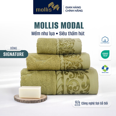 Khăn Mollis MODAL sợi gỗ sồi mềm mượt, tự nhiên, lành tính, khô thoáng, thấm hút, lau mặt chăm da chuẩn skincare MR5
